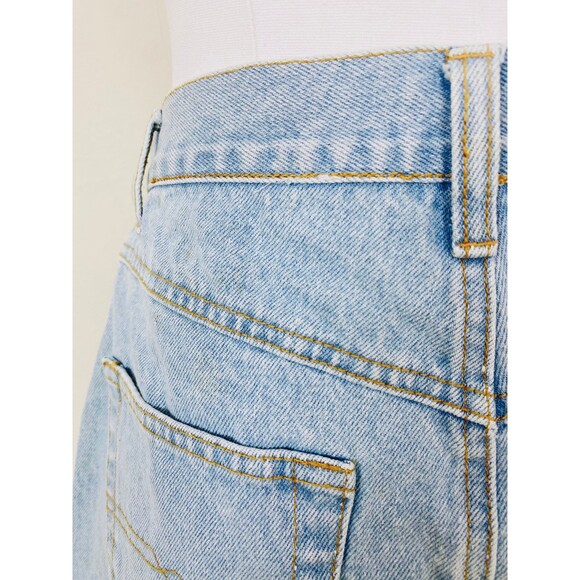 1990s Vintage Deadstock Light Wash Denim Mini Skirt / 90s Floral Jean Medium - Picture 9 of 9
